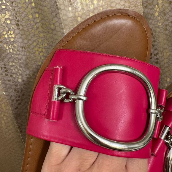 Franco Sarto mandy Slip On Silver Hardware Dark Pink Sandals 8.5 - Picture 3 of 7